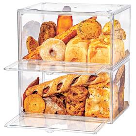 Mbh-001 Gropknio 2pcs Large Bread Box Kitchen Countertop Upgraded - Capacity Transparent