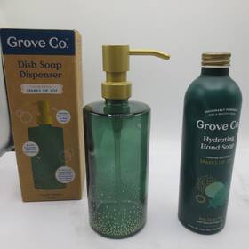 Grove Co 819978029285 Co. Sparks Of Joy Forest Green Gold Dish Soap Dispenser With