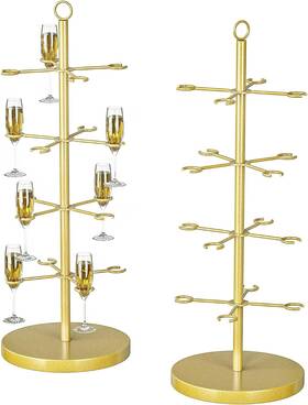 Usn22-km0348 Gtouse 2 Pcs Champagne Tower Metal 4 Tire Wine Glass Display Stand Golden Gold