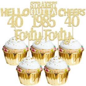 Zn0303-40-b Gyufise 24 Pack 40th Birthday Cupcake Toppers Forty Straight Outta 1985 Hello