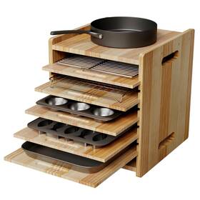 Haidaiya 602835209650 7 Tiers Cookie Sheet Organizer For Cabinet Wooden Tray Dividers Kitchen