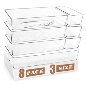 Haivlok 611419922793 8 Pack Drawer Organizer For Kitchen Gadgets - Pet Plastic And Sturdy Large Clea