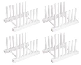 Halyuhn 767302248171 White Plate Organizer For Cabinet 4 Pack Plstic Rack Stand Kee