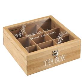 Handrong 768481937795 Tea Box Bag Organizer Bamboo Holder Modern Caddy Chest With 9