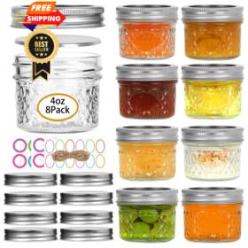Ha-47a Haneye Mini Mason Jars 8 Pack 4oz Glass Jar With 4fl.oz 8pack Diamond