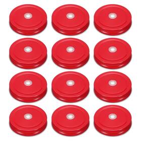 Hta250504hh000621 Harfington 12pcs Mason Jar Lids 2.76 Inch Tinplate Regular Mouth Reusable Red