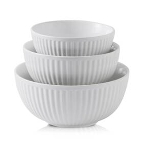 246-w Hasense Ceramic Ribbed Nesting White Bowls 1.5/1/0.5 Quart For Kitchen Cooking