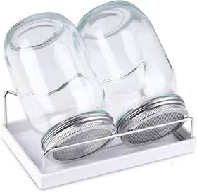 Haswe 788436189598 Sprouting Jar Kit-2 Wide Mouth Quart Mason Jars With 316 Stainless White
