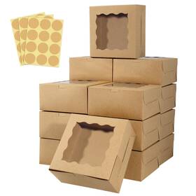 X202011 Hawhawtoys 60 Pcs Bakery Boxes With Window 6 X 3 Inches Kraft Cookie Pastry