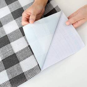 Hdsticker 757842714502 Self Adhesive Vinyl Black And White Buffalo Plaid Shelf Drawer Liner Contact