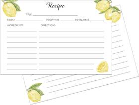 Heart & Berry 445009114175 Heart&berry Lemon Recipe Cards 4x6 Double Sided - Set Of 50 Thick