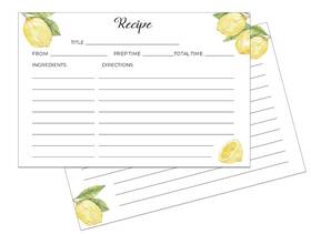 Heart & Berry 786899927443 Heart&berry Lemon Recipe Cards 4x6 Double Sided - Set Of 50 Thick