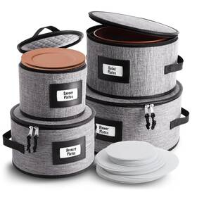 Hearth & Harbor 840217799751 Fine China Storage Containers Hard Shell 4 Piece Dish Qu