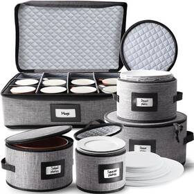 Hearth & Harbor 840217799782 Fine China Storage Containers Hard Shell 5 Piece Dish Quilted