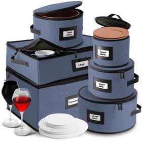 Hearth & Harbor Hh-hds-08-blu And Fine China Storage Containers 6 Piece Dish Container