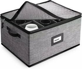 Vc-hh-hds-03 Hearth & Harbor Wine Glass Storage Box With Dividers Quilted And Stackable Stemware Ca