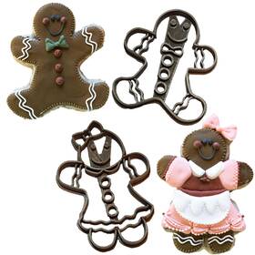 Hearts Treasure 782752804357 Detailed Gingerbread Boy And Girl Christmas Cookie Cutter Bundle Fancy Ginger