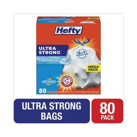 Hefty 013700016707 Ultra Strong Tall Kitchen Trash Bags Clean Burst 13 Gallon 80 Count