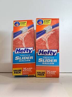 Hefty 013700824258 One Zip Freezer Bag Gallon Size 25 Count 2 Pack