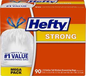 Hefty 013700836909 Strong Tall Kitchen Trash Bags 90 Count