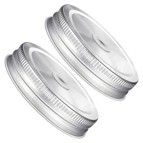 441111185qdm4a03881u Hemoton Stainless Steel Mason Jar Straw Lid With Hole 32oz 8.6x8.6cm Silver