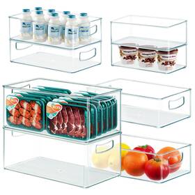 4f-8pbd Heyuzb 8 Pack Freezer Organizer Bins Clear Stackable Storage With Side Handles