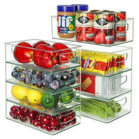 Heyuzb 734077853749 Set Of 8 Clear Fridge Organizer Bins Stackable Refrigerator Organizers And S