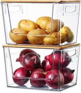 Rxg20-1 Heyuzb Pantry Organizers Storage 2 Pack Stackable Kitchen Counter Bins For Onion Po