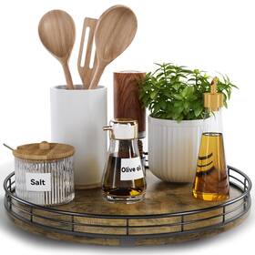 Lzs-12 Hgf Lazy Susan Turntable Organizer For Table Top 12 Round Wooden