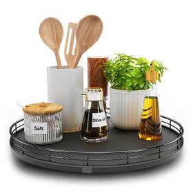 Lzs-b13 Hgf 13 Inch Lazy Susan Turntable Organizer For Table Top Round Wooden