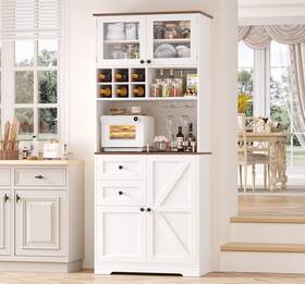 Hft-pb-031 Hifit Hft-pb-031/030 75 Inch Tall Coffee Bar Cabinet With Hutch Kitchen Pantry Storage Hft-pb-031 Hifit Hft-pb-031/030 75 Inch Tall Coffee Bar Cabinet With Hutch Kitchen Pantry Storage