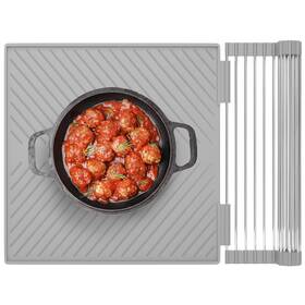 Grey304 Higherhuman Dishmatracksystem Silicone Dish Drying Mat And Drain Rack System All In One Counter Si