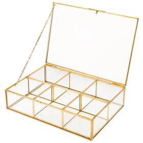 In0349 Highfree Gold Glass Tea Bag Organizer Storage Box With Lid Counter Top