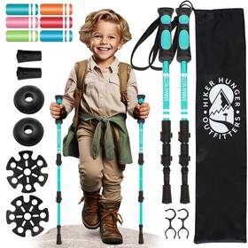 Hiker Hunger Outfitters 850035755518 Kids Hiking Poles By Usa Brand - Lightweight Collapsible Walking Stick W