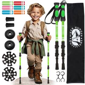Hiker Hunger Outfitters 850035755549 Kids Hiking Poles By Usa Brand - Lightweight Collapsible Walking Stick W