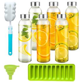 Hk88 Hiliykiliy 6 Packs18 Oz Clear Glass Juice Bottles With Lids Reusable Water Bottle