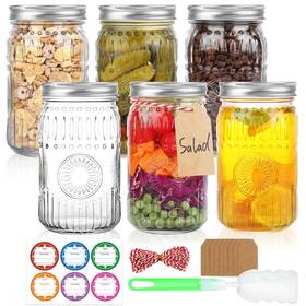 Hw-tyh32-001 Hingwah Wide Mouth Mason Jars 32 Oz 6 Pack Large Quart With