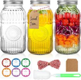 Hw-tyh64-001 Hingwah Wide Mouth Mason Jars 64 Oz 3 Pack Large Half Gallon With