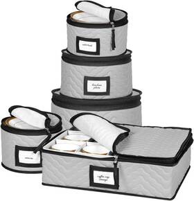 Hs-709952-gry Holdn’ Storage China Containers 5-piece Set Moving Boxes For Dinnerware Glasses Pl