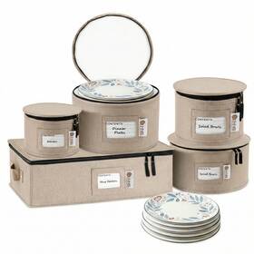 709955-vc Holdn Storage China Hard Shell Containers 5-piece Set Moving Boxes 5 Pack Brown