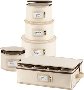 Holdn Storage 850040379853 Hard Shell China 5 Pack Containers Beige Quilted