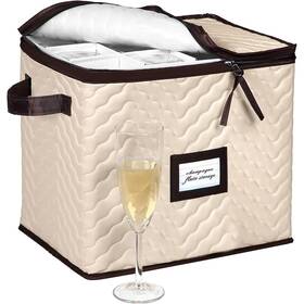Hs-709622 Holdn Storage Wine Glass Box With Dividers - Stemware Champagne Flute Beige