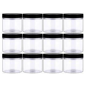 Wjsn-kp001-14oz Holevifo 14oz 420ml 12 Pack Empty Clear Wide Mouth Plastic Jars With Smooth Lids And