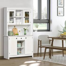 Homcom 196393347782 Freestanding Rustic Buffet With Hutch Farmhouse