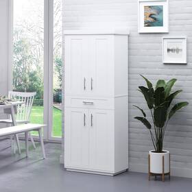 Homcom 842525191166 Modern Kitchen Pantry Freestanding Cabinet Cupboard - White 30 Inch W X 15.75