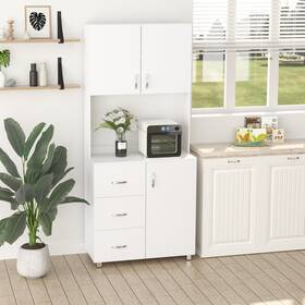 Homcom 842525191289 Freestanding Kitchen Buffet With Hutch Storage Pantry White Homcom 842525191289 Freestanding Kitchen Buffet With Hutch Storage Pantry White