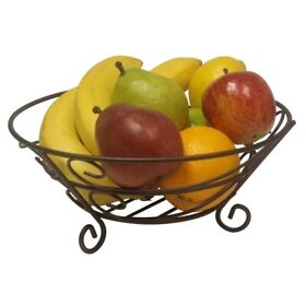Home Basics Scroll Bronze Steel Fruit Basket Brown Home Basics Scroll Bronze Steel Fruit Basket Brown
