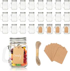 Hs-mjm-24p Homelike Style 4 Oz Small Mason Jar Mugs With Handle 24 Pack Mini Glass Jars Hs-mjm-24p Homelike Style 4 Oz Small Mason Jar Mugs With Handle 24 Pack Mini Glass Jars