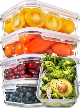 Homenative Limited 313091995934 5 Pack 30 Oz Glass Meal Prep Containers With Lids - Multi-compartment