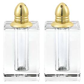 376094 Homeroots Set Of Two Clear And Gold Crystal Pepper Shakers
